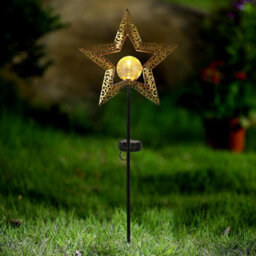 Taylor & Brown Solar Star Lanterncrackle Glass Globe Stake, Waterproof Warm White Led Garden Light For Patio, Lawn, Pathway - thumbnail 7