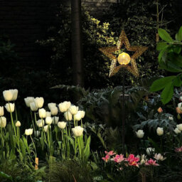Taylor & Brown Solar Star Lanterncrackle Glass Globe Stake, Waterproof Warm White Led Garden Light For Patio, Lawn, Pathway - thumbnail 4
