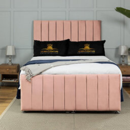 UKBEDFURNITURE Belvoir Plush Pink End Opening Divan Ottoman Bed With 54 Inch Headboard & 10 Inch Orthopaedic Mattress - thumbnail 2