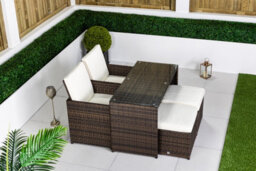 Giardino 2 - 4 Seater Cube Bistro Table And Chairs Set 2 - Garden Table And Chairs Patio Furniture With Cover - Brown - thumbnail 3