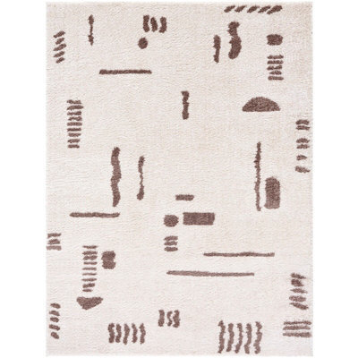 Livabliss Fossay Shaggy-Washable Beige Brown Modern Hig Pile Living Bedroom Rug 140 X 200 Cm Easy Care, Non Shedding - image 1