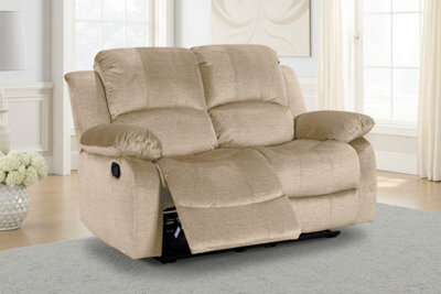 Chenille Fabric Oatmeal Beige 2 Seater Manual Recliner Sofa Valencia - image 1