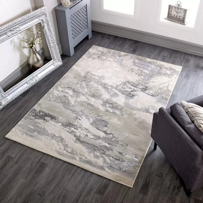 Xample Aurora Cloud Rug 200 X 290Cm Grey Large Low Pile Flatweave Area Rug, Machine Woven With Jute Backing - image 1