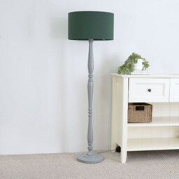 Valuelights Victoria Traditional Grey Wood Candlestick Floor Lamp With Forest Green Drum Shade - thumbnail 5