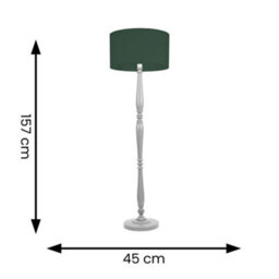 Valuelights Victoria Traditional Grey Wood Candlestick Floor Lamp With Forest Green Drum Shade - thumbnail 6