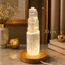 30Cm Selenite Crystal Mountain Tower Lamp Usb Led - thumbnail 3