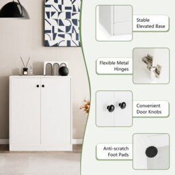 Costway 2-Door Storage Cabinet Buffet Cabinet W/ 3 Shelves Sideboard Kitchen Hallway - thumbnail 7