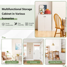 Costway 2-Door Storage Cabinet Buffet Cabinet W/ 3 Shelves Sideboard Kitchen Hallway - thumbnail 9