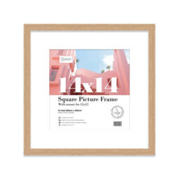 "14X14"" Oak Picture Frame - 14X14"" Square Frame With 12X12"" Mount For 14X14""/12X12"" Pictures Moderrn Style Thin Edge, 1 Pack" - thumbnail 1