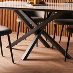 Spinningfield Dining Table, 6 Seater Kitchen Table For Dining Room, Marble Effect & Black Cross Legs, W160 X D90Cm, Atherton - thumbnail 5