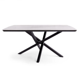Spinningfield Dining Table, 6 Seater Kitchen Table For Dining Room, Marble Effect & Black Cross Legs, W160 X D90Cm, Atherton - thumbnail 7