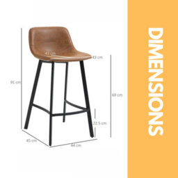 Pirlo Plush Set Of 2 Industrial Brown Bar Stools - thumbnail 5