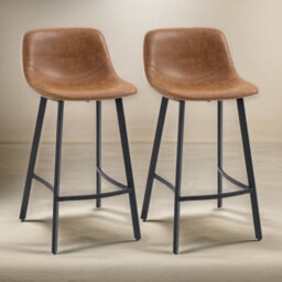 Pirlo Plush Set Of 2 Industrial Brown Bar Stools - thumbnail 2