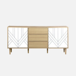 Sweeek - 160Cm Wooden-Effect Sideboard White 160X40X74 Cm - Mika - thumbnail 4