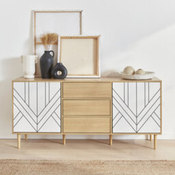 Sweeek - 160Cm Wooden-Effect Sideboard White 160X40X74 Cm - Mika - thumbnail 6