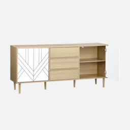 Sweeek - 160Cm Wooden-Effect Sideboard White 160X40X74 Cm - Mika - thumbnail 2