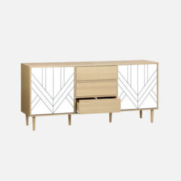 Sweeek - 160Cm Wooden-Effect Sideboard White 160X40X74 Cm - Mika - thumbnail 3