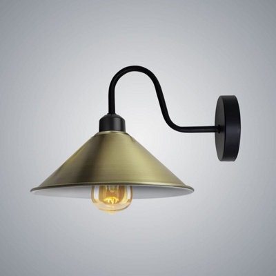 Retro Green Brass Wall Sconce E27 Screw Fitting Swan Neck Light  Bulb Included - image 1