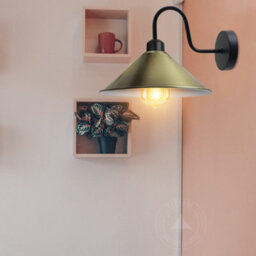 Retro Green Brass Wall Sconce E27 Screw Fitting Swan Neck Light  Bulb Included - thumbnail 4