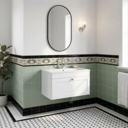 Balterley Swynnerton Traditional 1 Drawer Wall Hung Vanity Unit With Stone Basin, Satin White, 800mm - thumbnail 4