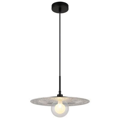 Luminosa Lighting Luminosa Riga Silver Dome Pendant Ceiling Light Matt Black 1X G9 - image 1