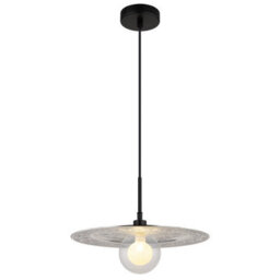 Luminosa Lighting Luminosa Riga Silver Dome Pendant Ceiling Light Matt Black 1X G9 - thumbnail 1