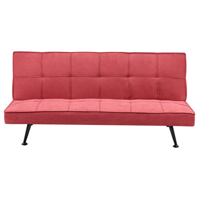 Beliani Sofa Bed 3 Seater Hasle Fabric Red - image 1