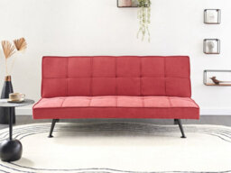 Beliani Sofa Bed 3 Seater Hasle Fabric Red - thumbnail 2