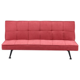 Beliani Sofa Bed 3 Seater Hasle Fabric Red - thumbnail 1