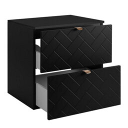 Heze Furniture Trend Herringbone Pattern Door 60Cm Bathroom Cabinet Vanity Unit With Worktop Black - thumbnail 2
