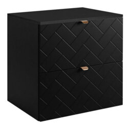 Heze Furniture Trend Herringbone Pattern Door 60Cm Bathroom Cabinet Vanity Unit With Worktop Black - thumbnail 4