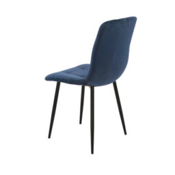 Set Of 4 Blue Plush Velvet Padded Dining Chairs With Metal Legs Home Furniture - thumbnail 2
