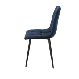 Set Of 4 Blue Plush Velvet Padded Dining Chairs With Metal Legs Home Furniture - thumbnail 3
