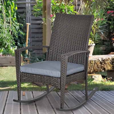 Outsunny Garden Rattan Rocking Chair, Bistro Recliner Rocker Furniture Seater - image 1