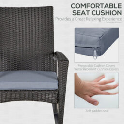 Outsunny Garden Rattan Rocking Chair, Bistro Recliner Rocker Furniture Seater - thumbnail 5