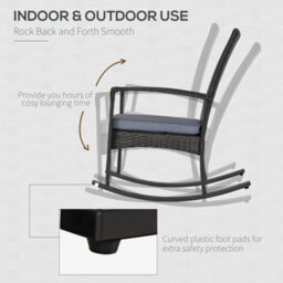 Outsunny Garden Rattan Rocking Chair, Bistro Recliner Rocker Furniture Seater - thumbnail 7