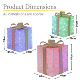 Set Of 3 Giant Led Christmas Gift Boxes With 200 Warm Lights Mains-Powered Holiday Decor Red, Blue, Green Led - thumbnail 7