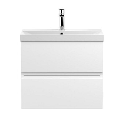 Dezine Yukon 600mm Satin White Wall Hung Vanity Unit - image 1