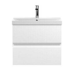 Dezine Yukon 600mm Satin White Wall Hung Vanity Unit - thumbnail 1