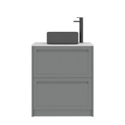 Royal Bathrooms Royal Bathroom Elmore 700mm Matt Pebble Grey Freestanding Countertop Bathroom Vanity Unit 2 Drawer With Art Square Basin - thumbnail 7
