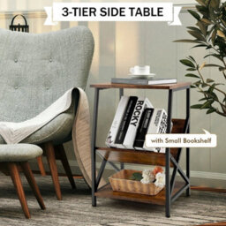 Record Holder Shelf 3-Tier Record Player Stand W/ Magazine Holder - thumbnail 4