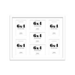 20X16 Inch 7 Opening Photo Collage Frame, Display Seven 6X4 Inch Photos, Multi Aperture Family Picture Frame, White - thumbnail 2