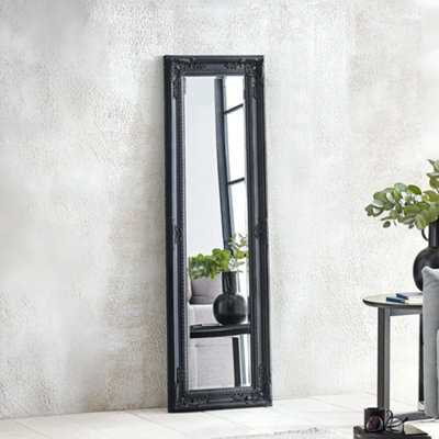 Julian Bowen Palais Black Dress Mirror, Wood Frame, Rectangular, Full Length, Freestanding, 130 X 40 X 3.5Cm - image 1