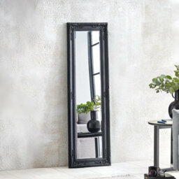 Julian Bowen Palais Black Dress Mirror, Wood Frame, Rectangular, Full Length, Freestanding, 130 X 40 X 3.5Cm - thumbnail 1