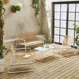 Sweeek - 4-Seater Metal Garden Sofa Set Silvi White 77X114X76 Cm - thumbnail 1