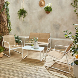Sweeek - 4-Seater Metal Garden Sofa Set Silvi White 77X114X76 Cm - thumbnail 7