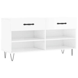 Berkfield Industrial Shoe Bench High Gloss White 102X35X55 Cm Engineered Wood