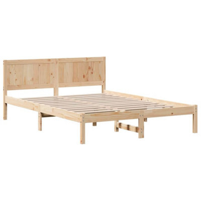 Berkfield Modern Pine Wood Bed Frame 140X200 Natural Pine Wood 140 X 200 Cm - image 1