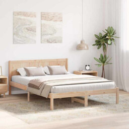 Berkfield Modern Pine Wood Bed Frame 140X200 Natural Pine Wood 140 X 200 Cm - thumbnail 4
