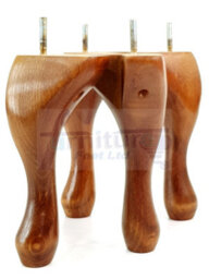 L&F Queen Anne Wooden Legs Dark Oak Stain 150mm High Set Of 4 Replacement Furniture Feet Chairs Sofas Footstools M8 (8mm) - thumbnail 4